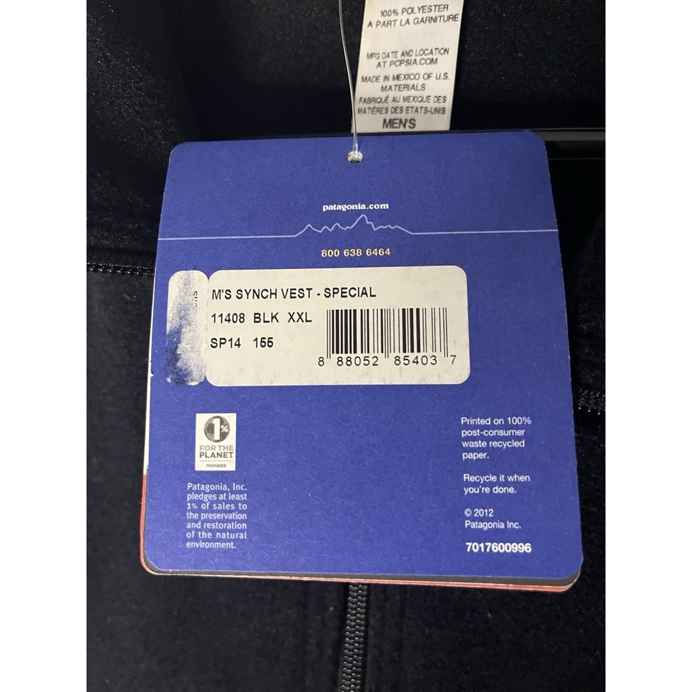 NWT Patagonia Synchilla Fleece Vest Men's Size 2XL Fill Zip Transamerica Logo - Picture 3 of 9